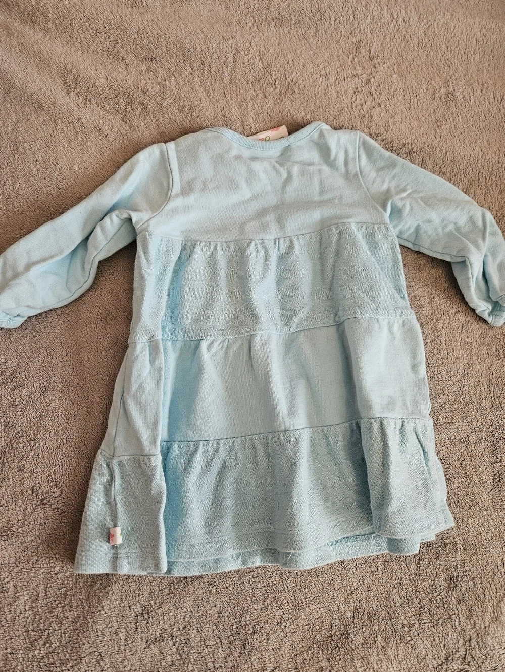 Lolly Wolly Doodle Light Blue Tiered Long Sleeve Dress 12-18m